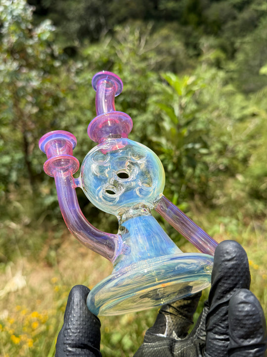 Uzzi Glass Mine Swiss Dumper - Neo Opal/Coral/Silver Fumed
