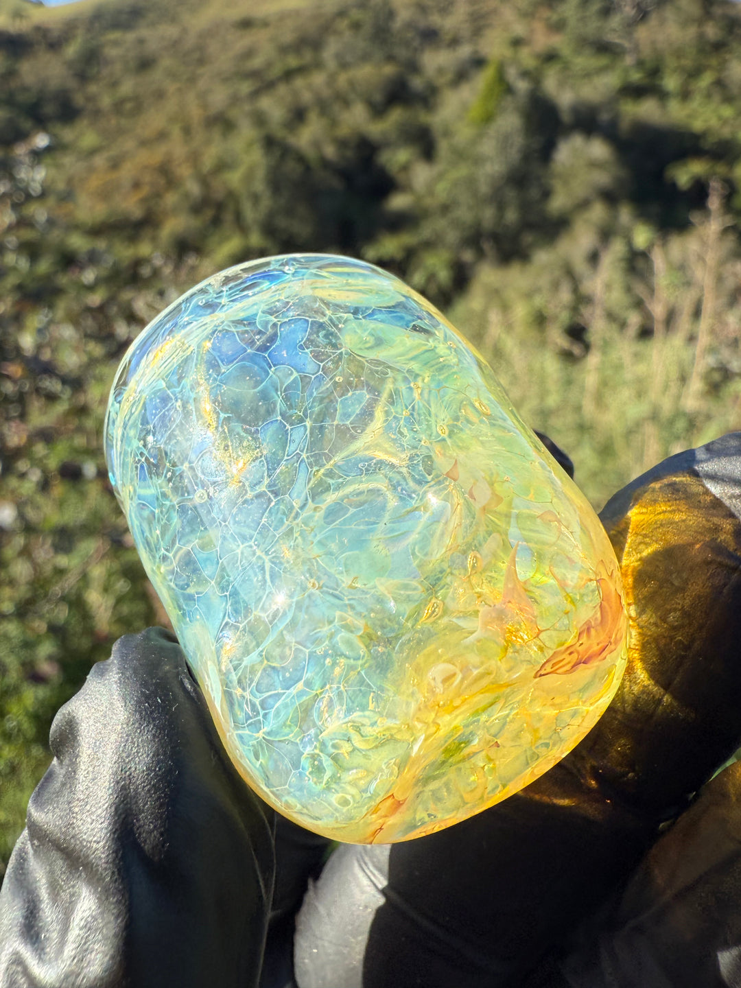 Jims Glass Blowing Chaos Chop Glass - Silver Fumed