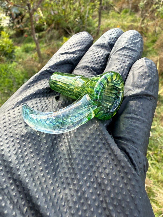 Polar Glass 14mm Fully Worked Slide Fume Spiral Horn - Citrine/Metaterrainia/Heavy Blue Stardust