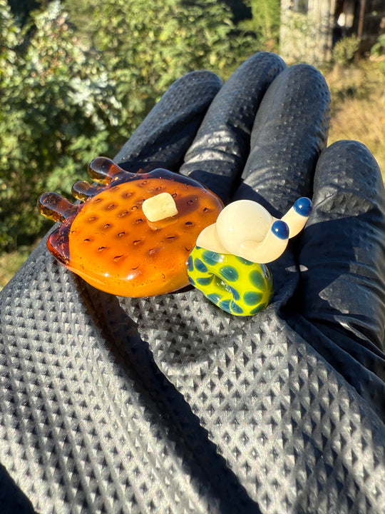 Waffle Glass Pendant - Snail On Waffle #2