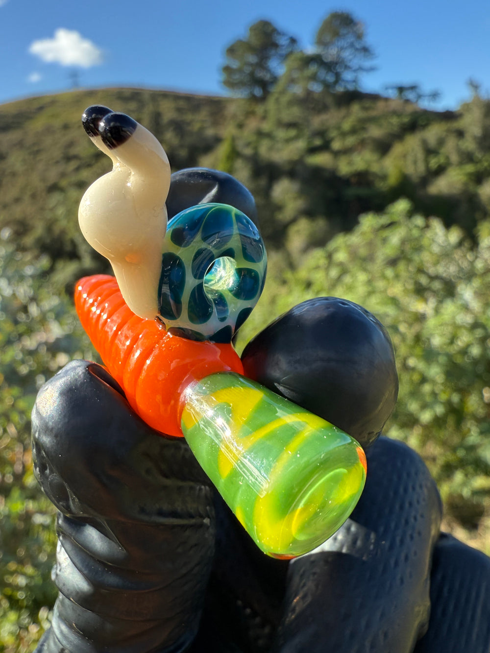 Waffle Glass Pendant - Snail On Carrot