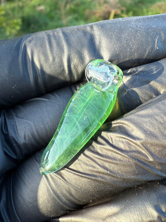 Jims Glass Blowing Leaf Pendant - Green #1