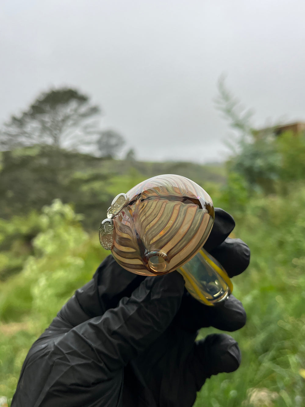 Jargo Glass Wrap And Rake Shroom Spoon - Fine Silver Fumed/NS Multi/Canary/Siriusly CFL