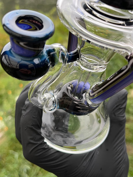 Uzzi Glass Wigwag Donut Recycler - Fade To Black/Purple Mountains