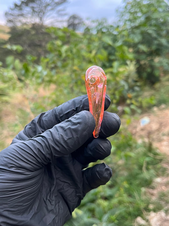 Jims Glass Blowing Kiwi Skull Pendant - 14kt Gold Fumed