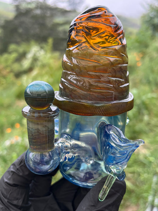 Wyrdglass Goblin 22c Gold Grill Beanie Rig - Pinocchio Sparkle/Nightcap