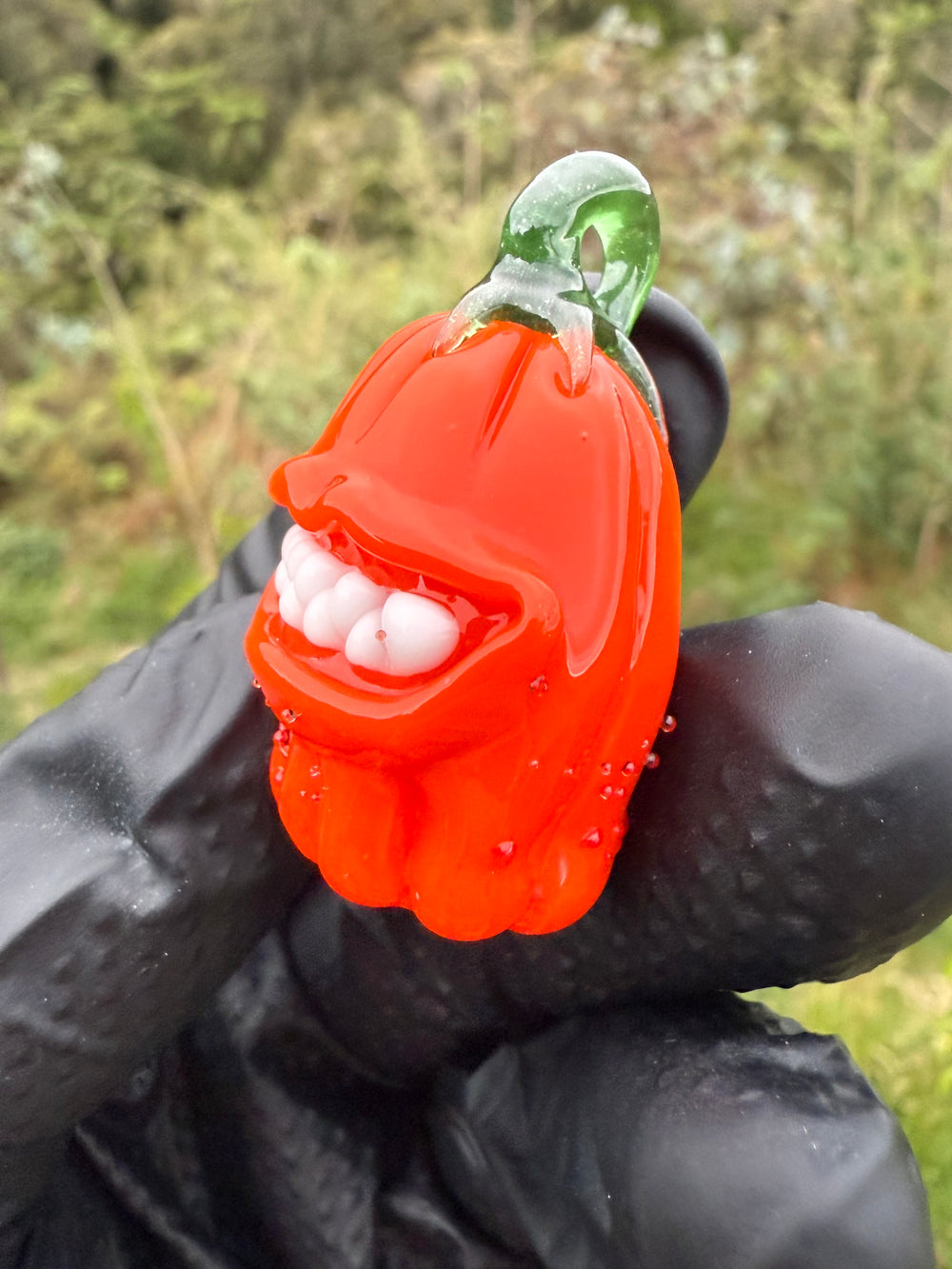 Wyrdglass Pumpkin Pendant - Orange