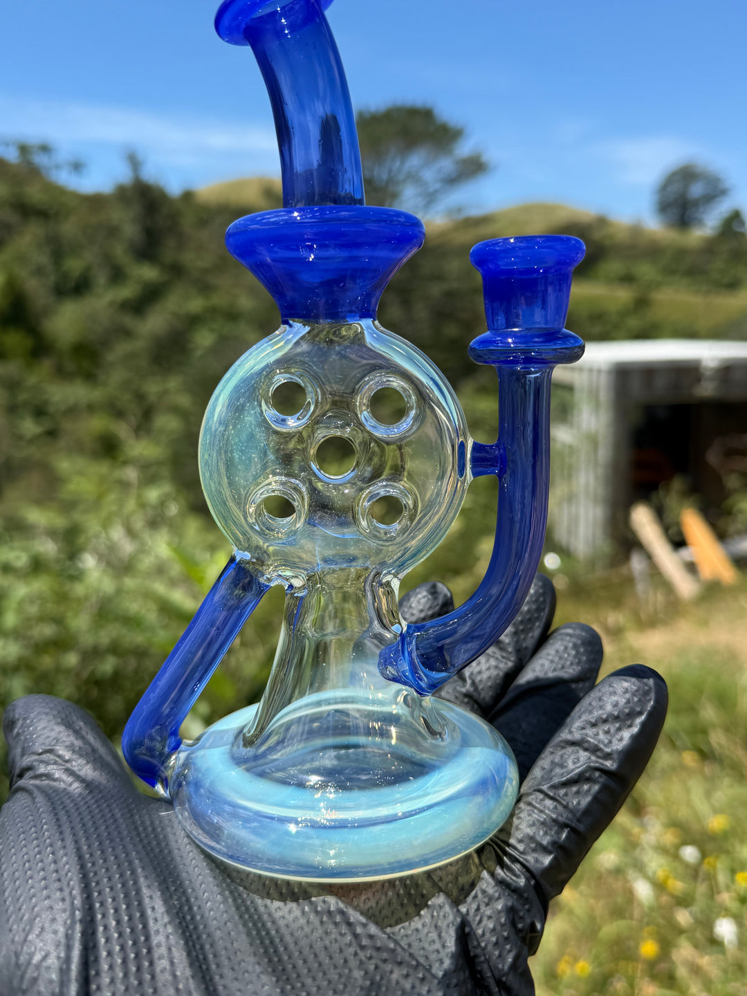 Uzzi Glass Mine Swiss Dumper - Blue Cheese/Silver Fumed