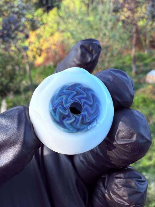 Jims Glass Blowing Hollow Eye Pendant - Blue Wigwag