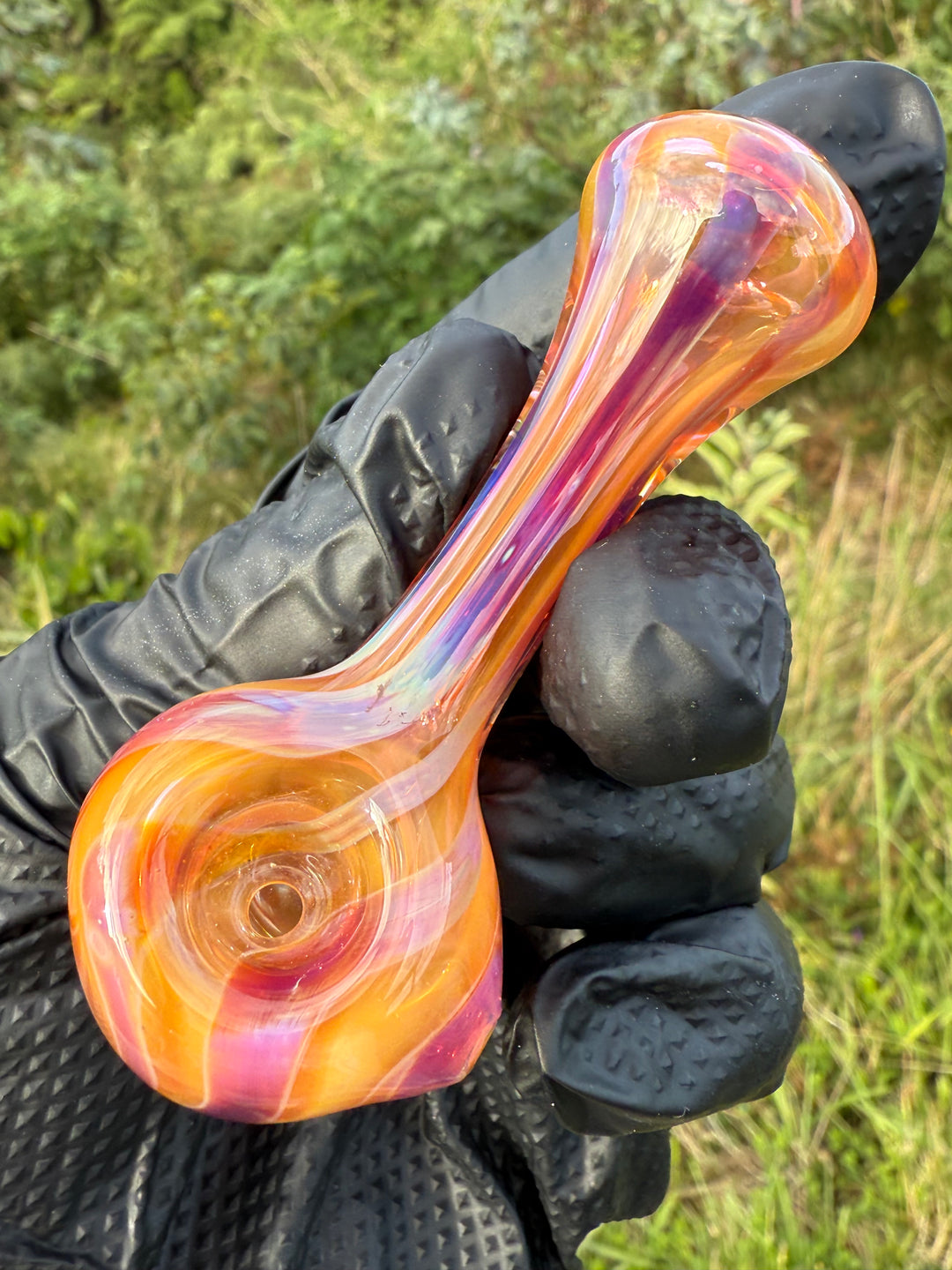 The Glass Bandit Spoon - Amber Purple/Silver Fumed