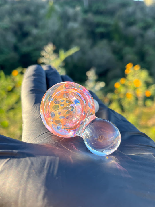 Jargo Glass Harlequin Marble Slide #3 - Gold Fume/Coloured Dots