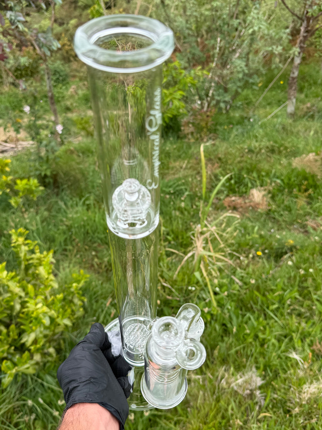 Empirical Glass Grill Perc Tube With Trashcan/Slide - Clear