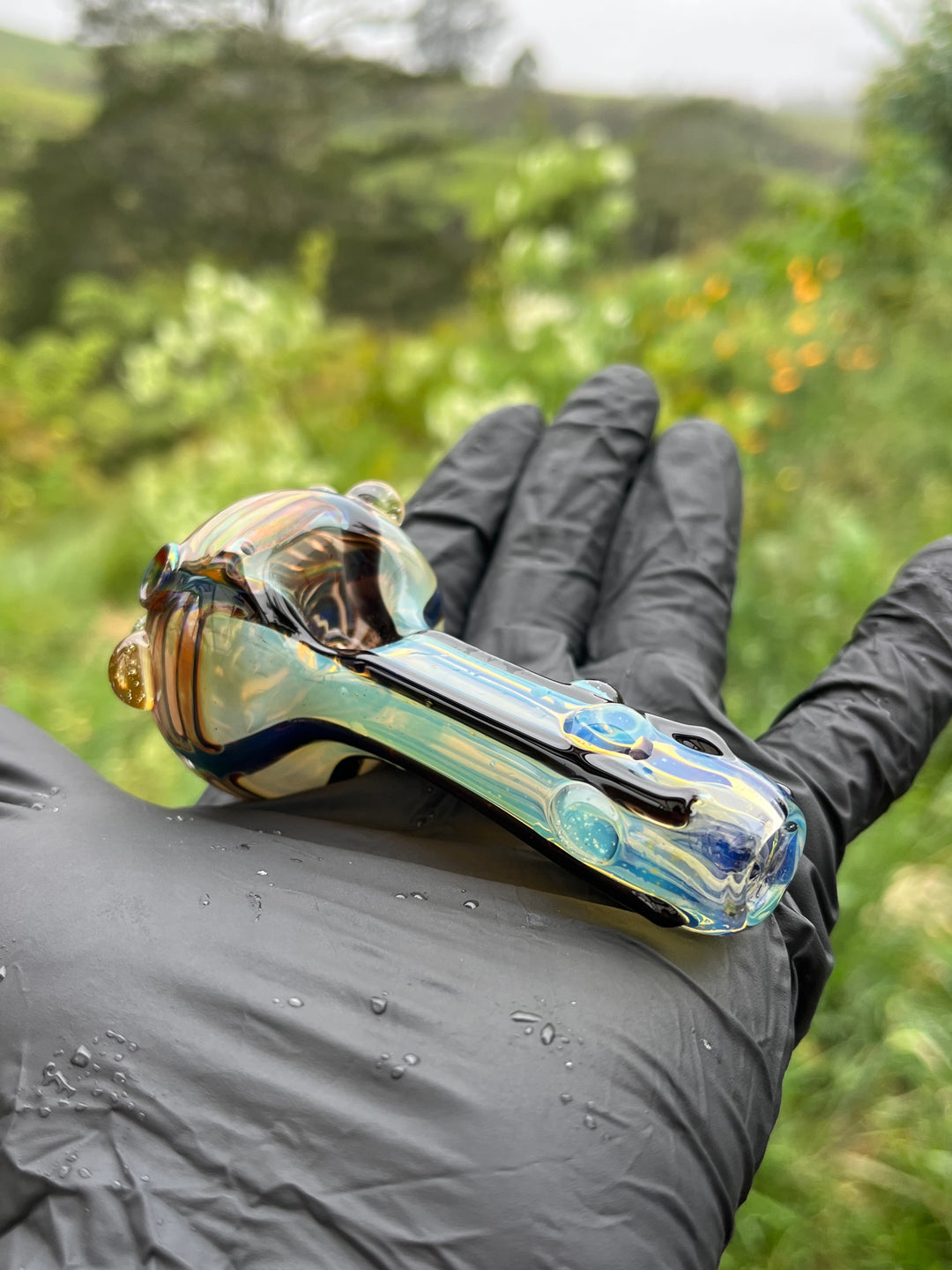 Jargo Glass Wrap And Rake Shroom Spoon - Fine Silver Fumed/NS Aurora/Jet Black/Lucy UV/Luna UV/Nova UV