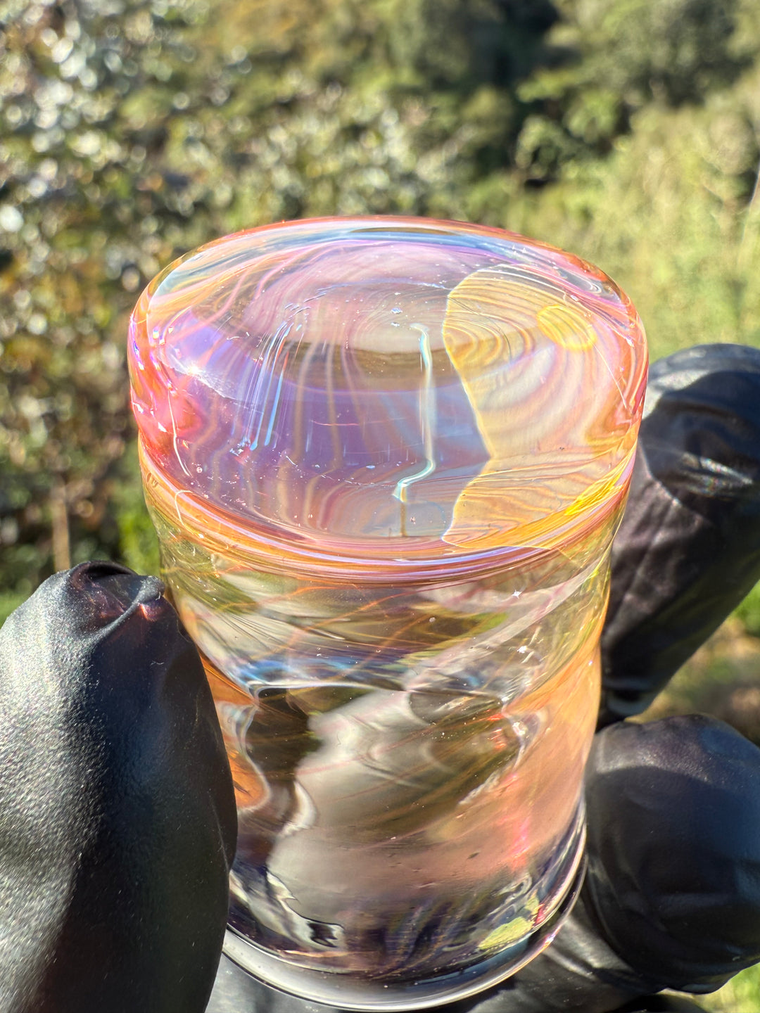 Jims Glass Blowing Spiral Chop Glass - Gold Fumed