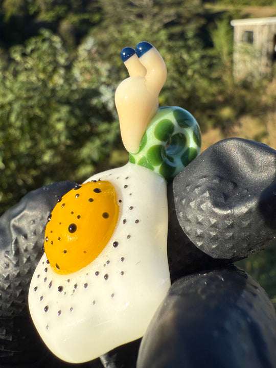 Waffle Glass Pendant - Snail On Egg