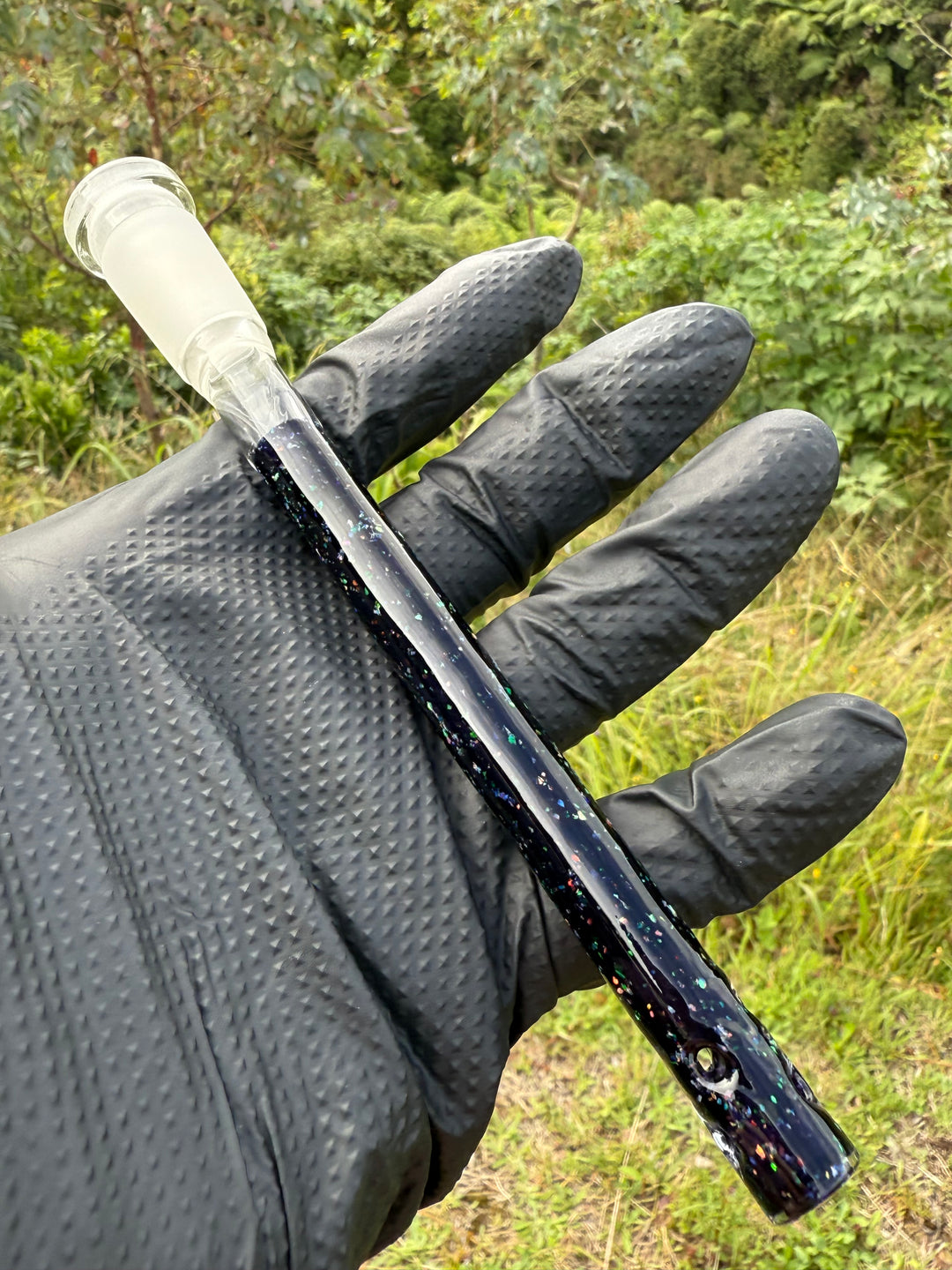 Jamie Clement Glass Collaboration Downstem - Purple/Dichro #2