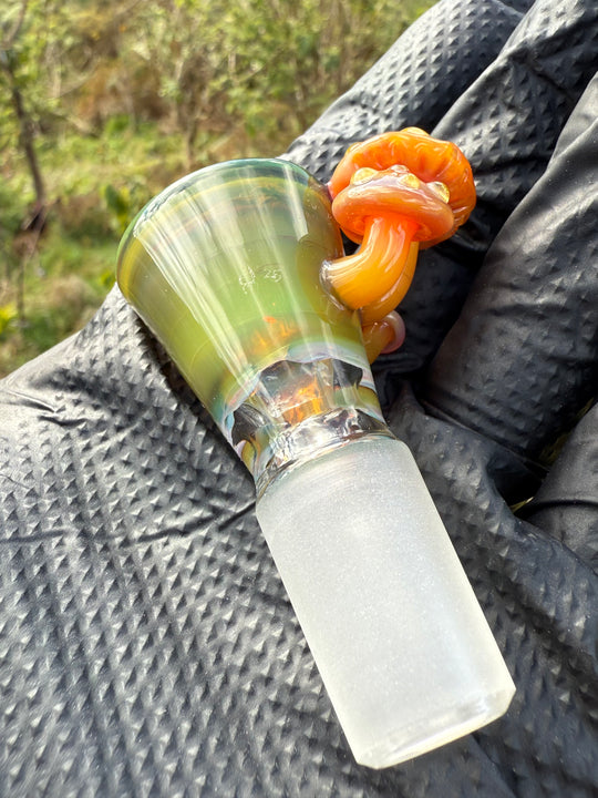 Jamie Clement Slide 18mm Shroom Handle - Ganja Butter/Orange Opal Phoenix