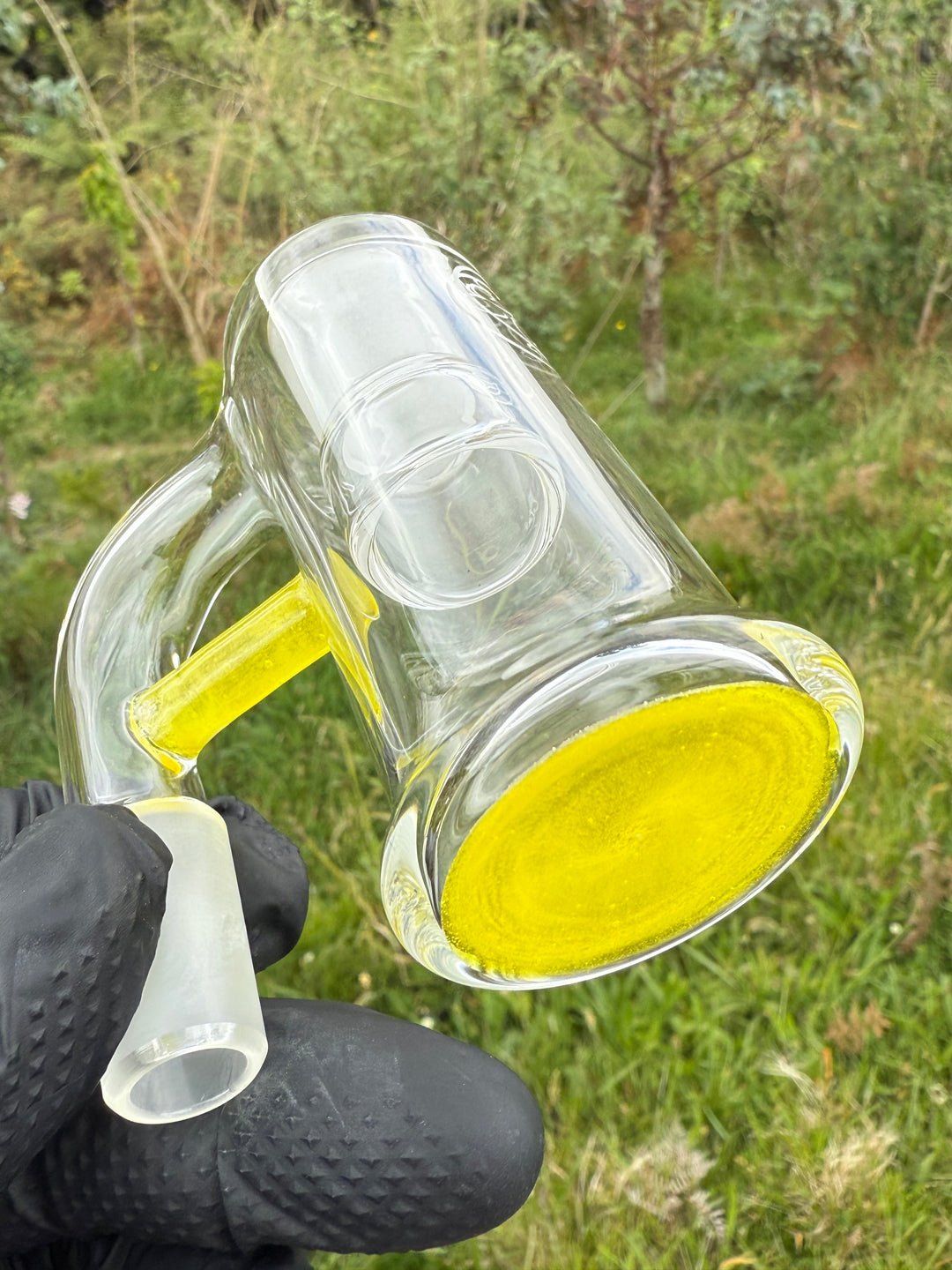 Empirical Glass Grill Perc Tube With Trashcan/Slide - Pineapple Juice/White Saturn