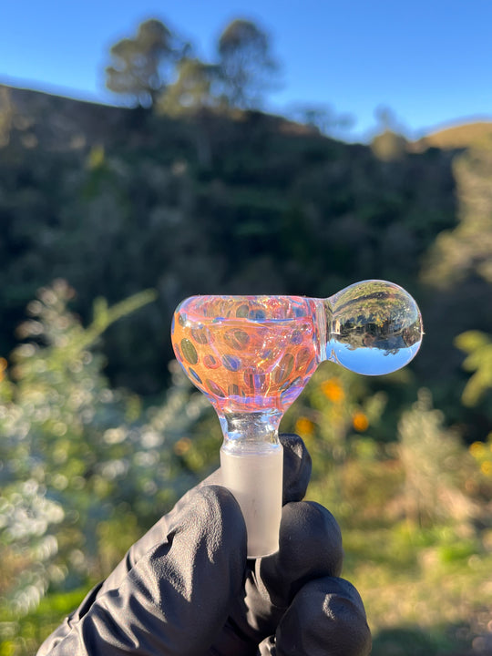 Jargo Glass Harlequin Marble Slide #3 - Gold Fume/Coloured Dots