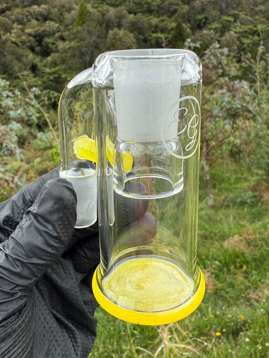 Empirical Glass Grill Perc Tube With Trashcan/Slide - Pineapple Juice/White Saturn