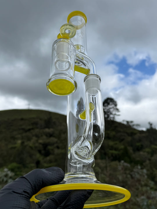 Empirical Glass Grill Perc Tube With Trashcan/Slide - Pineapple Juice/White Saturn