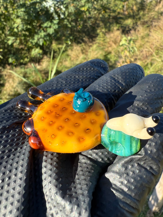 Waffle Glass Pendant - Snail On Waffle #1