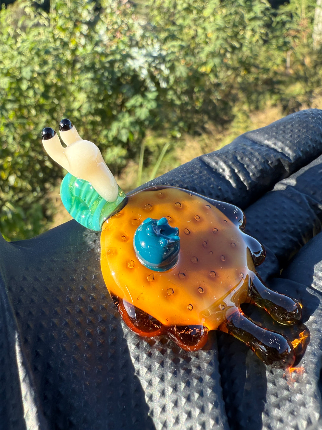 Waffle Glass Pendant - Snail On Waffle #1