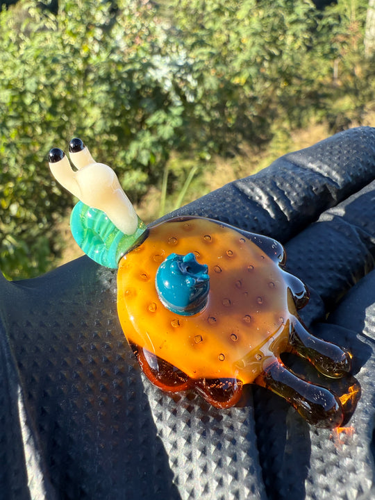 Waffle Glass Pendant - Snail On Waffle #1