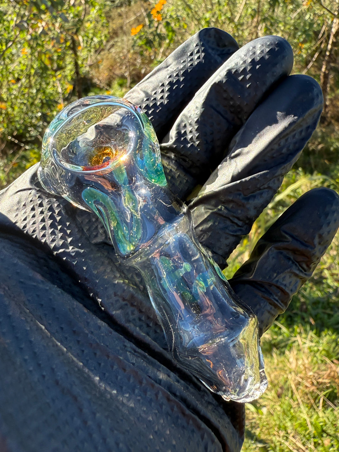 Green Thumb Bob Glass Spoon - Clear/Multicoloured #6