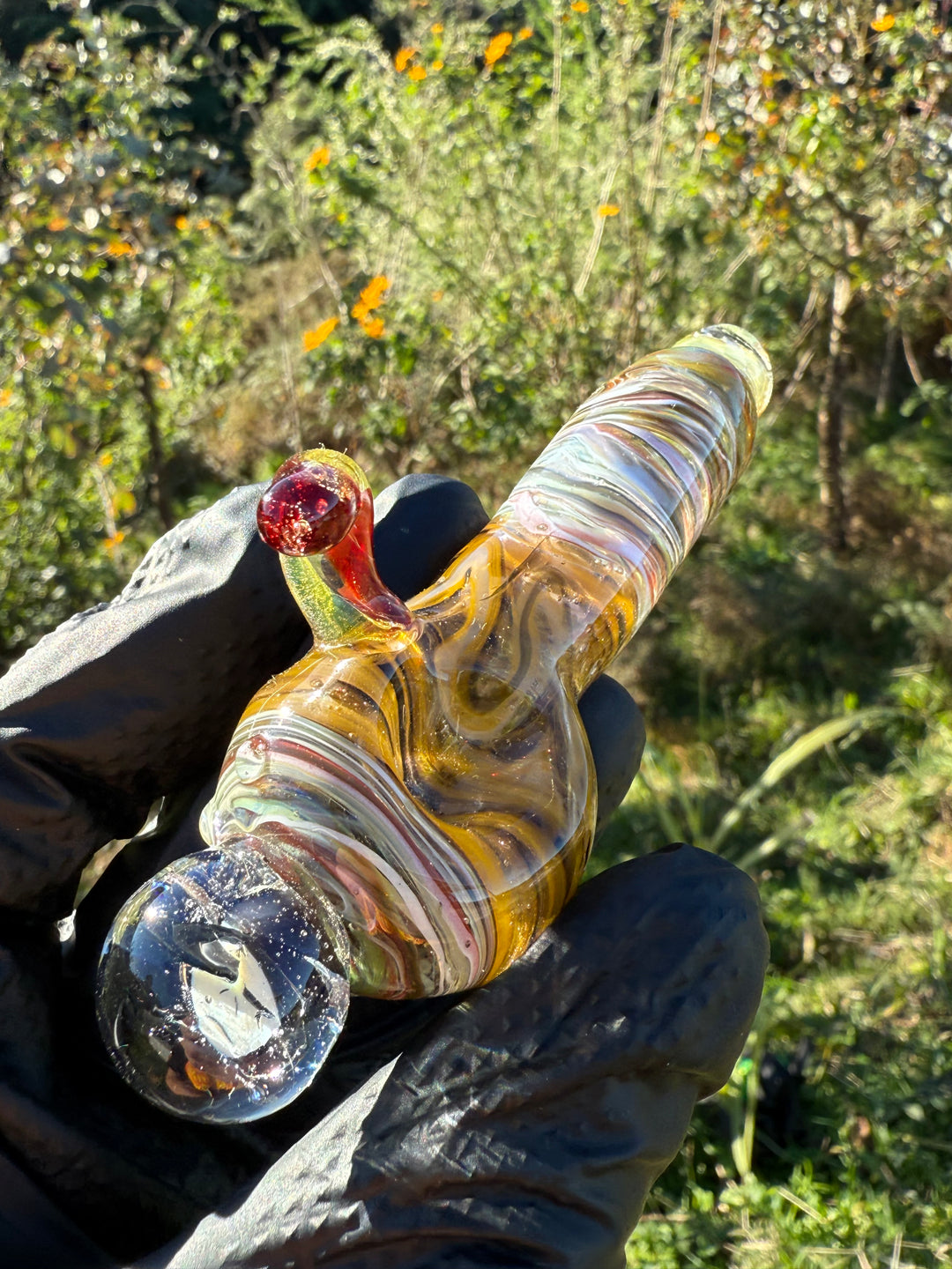 Green Thumb Bob Glass Spoon With Horn - Clear/Multicoloured #2