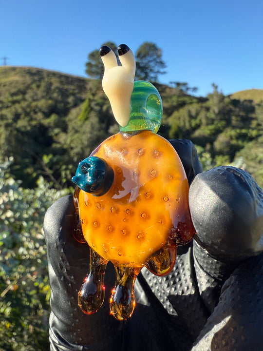 Waffle Glass Pendant - Snail On Waffle #1