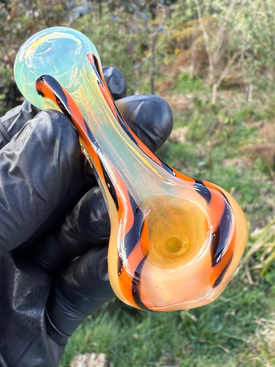 The Glass Bandit Spoon - Silver Fumed/Orange/Black