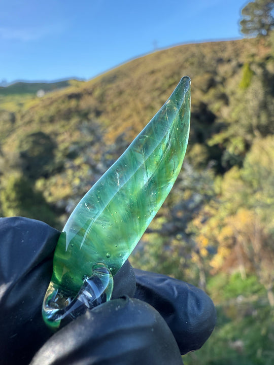 Jims Glass Blowing Leaf Pendant - Green #2