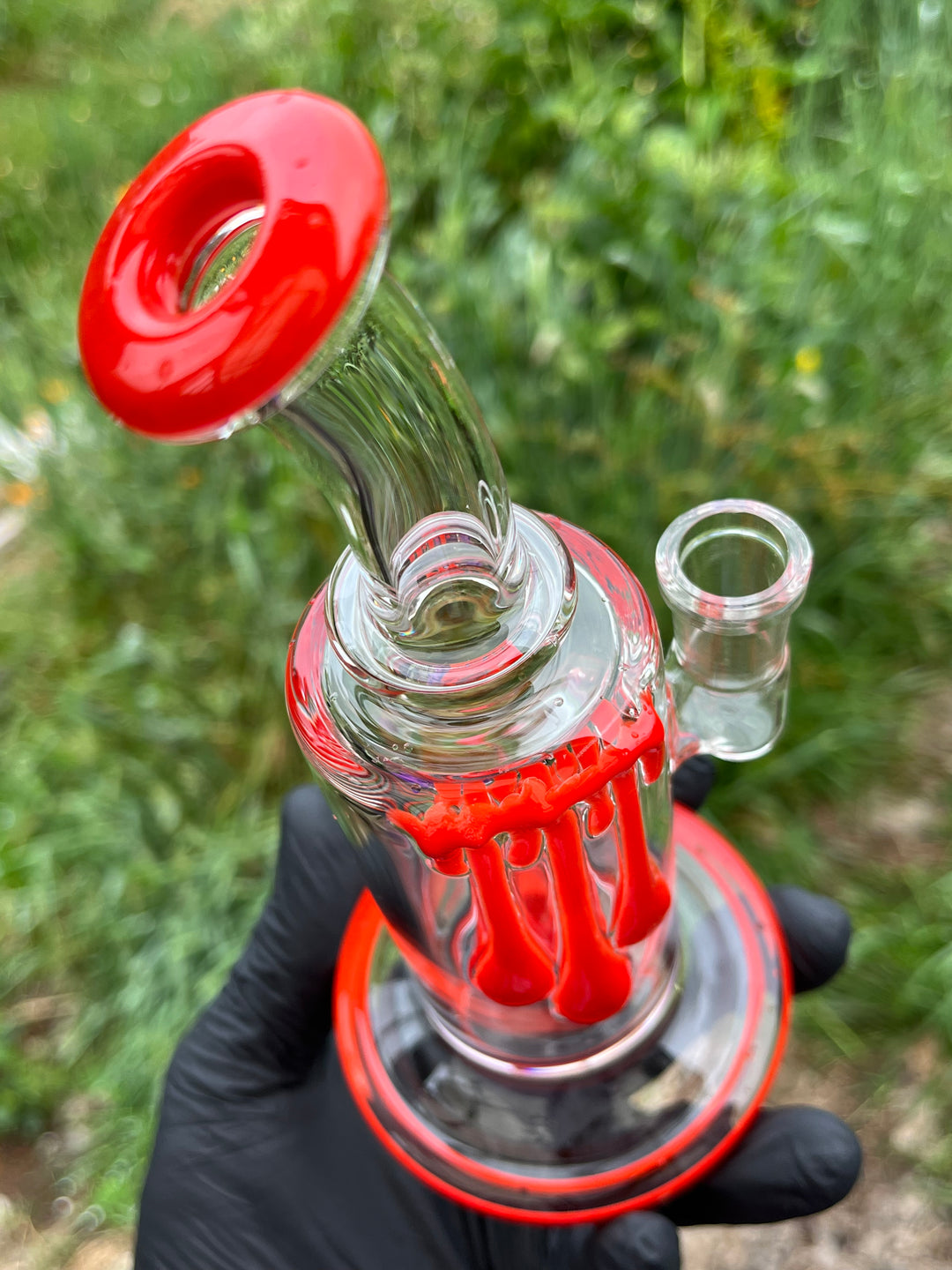 Uzzi Glass Drip Jammer Two Hole Perc - Poppy