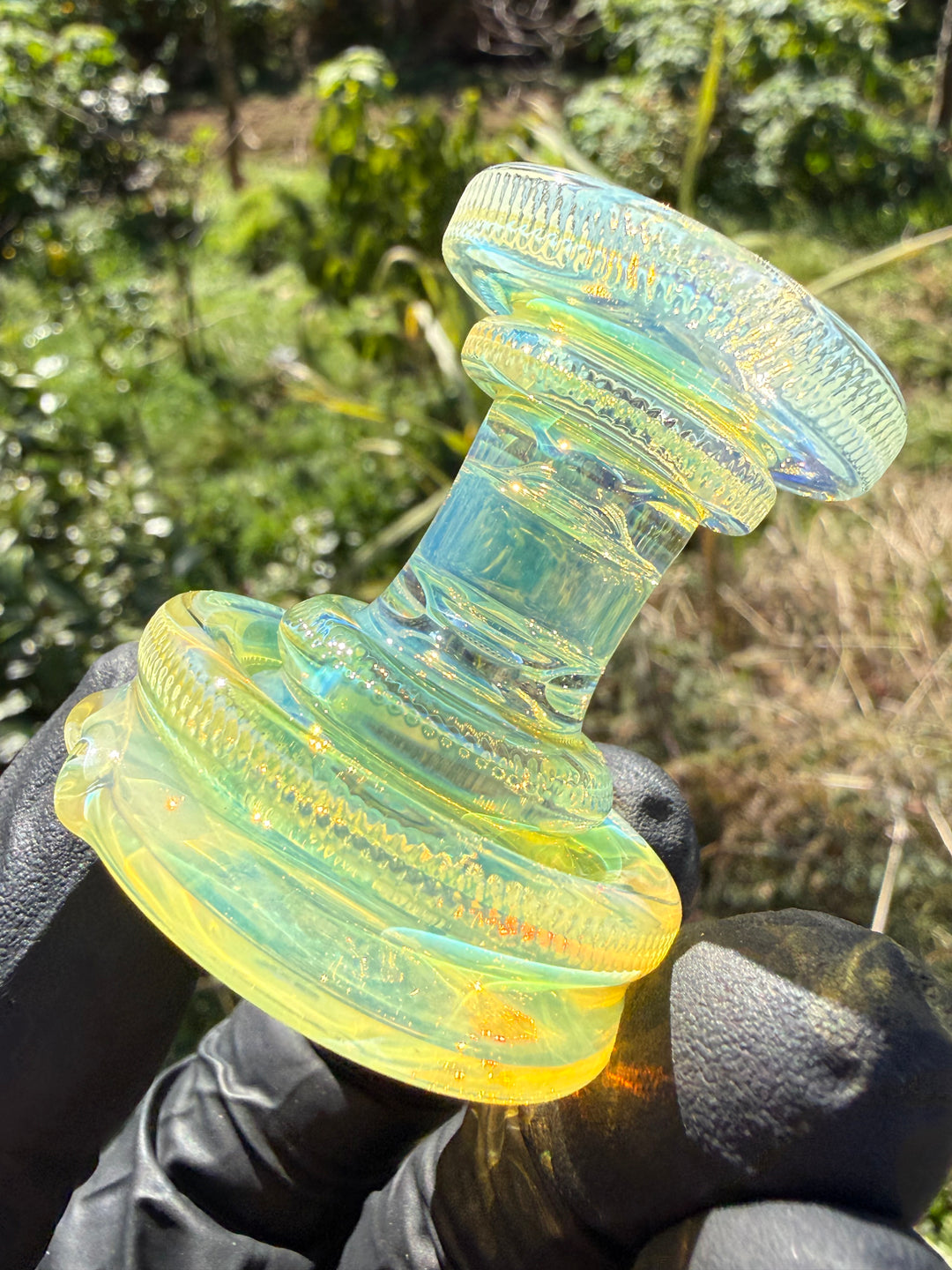 Yeti Glass Puffco Peak Dry Top/Joystick Set - Silver Fumed #2