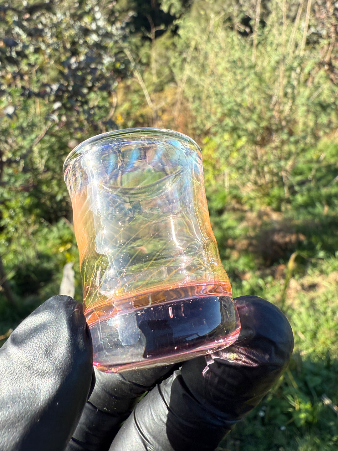 Jims Glass Blowing Spiral Chop Glass - Gold Fumed