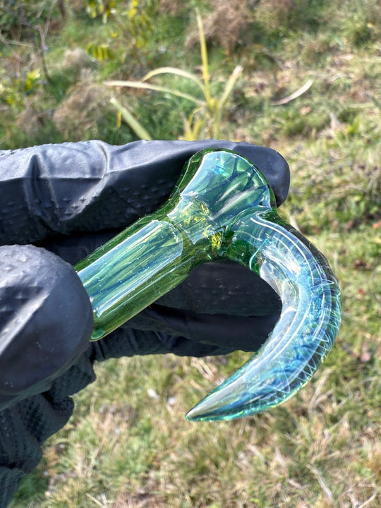 Polar Glass 14mm Fully Worked Slide Fume Spiral Horn - Citrine/Metaterrainia/Heavy Blue Stardust