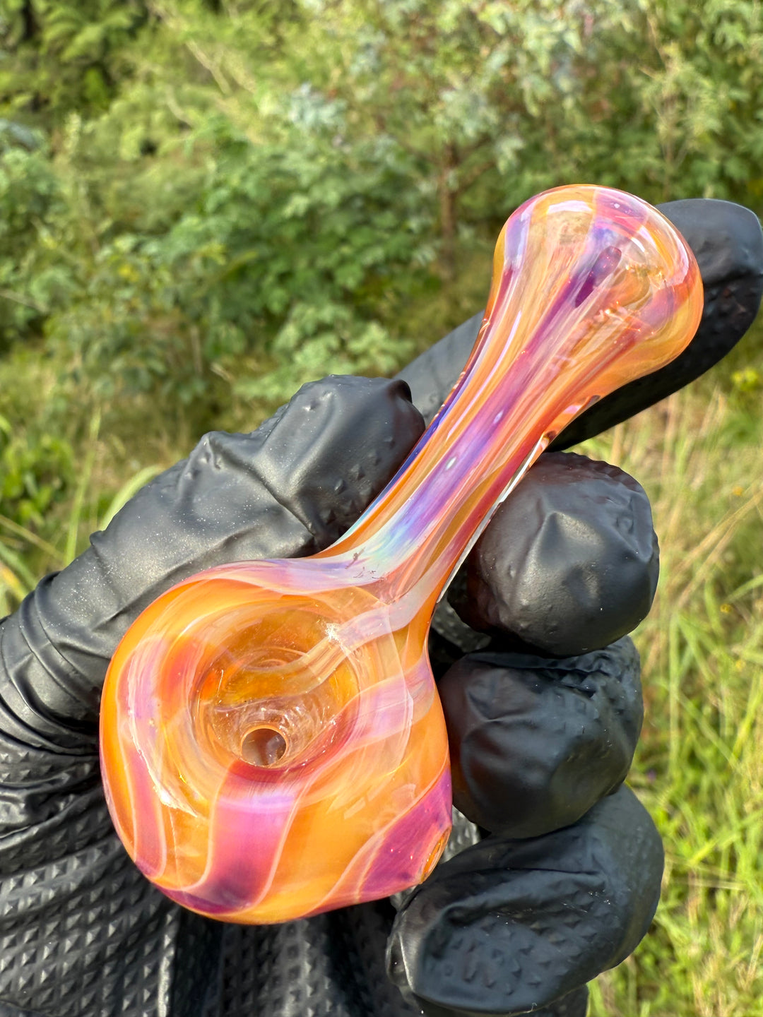 The Glass Bandit Spoon - Amber Purple/Silver Fumed