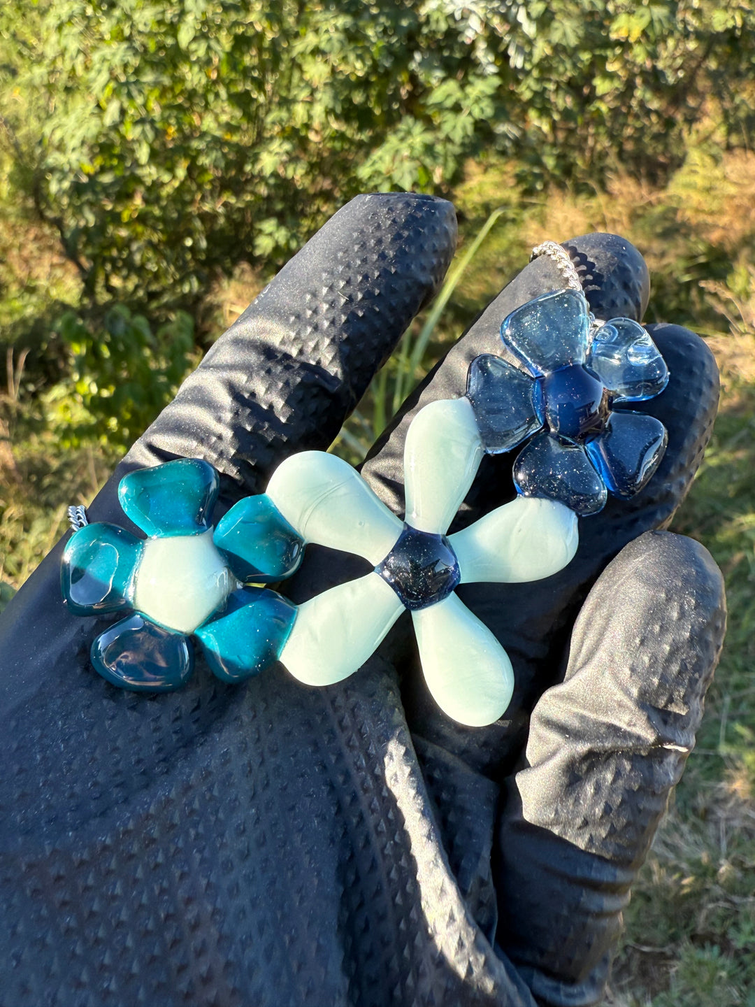 Waffle Glass Necklace - Flowers