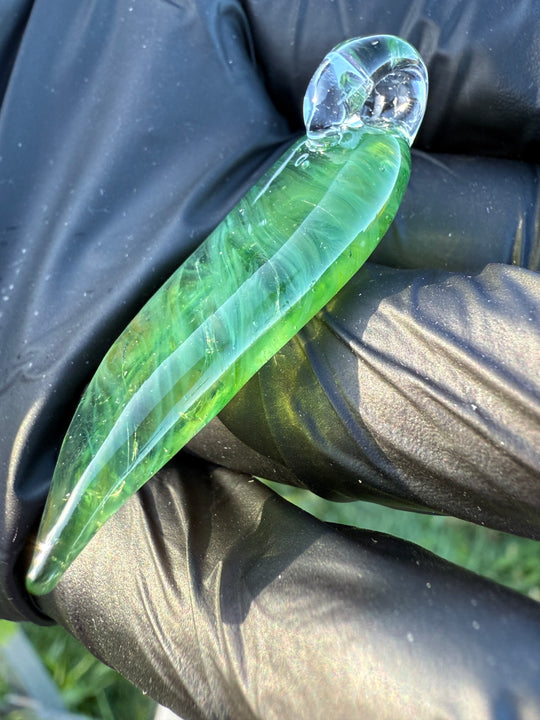 Jims Glass Blowing Leaf Pendant - Green #2