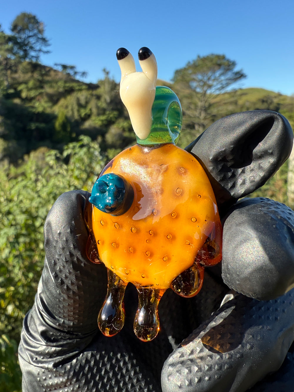 Waffle Glass Pendant - Snail On Waffle #1