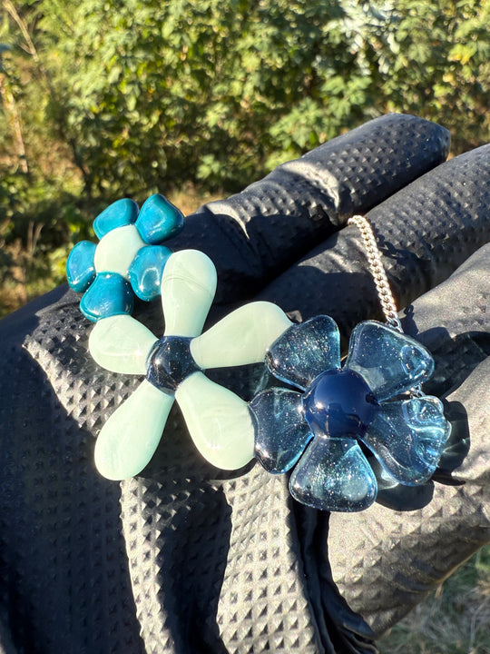 Waffle Glass Necklace - Flowers