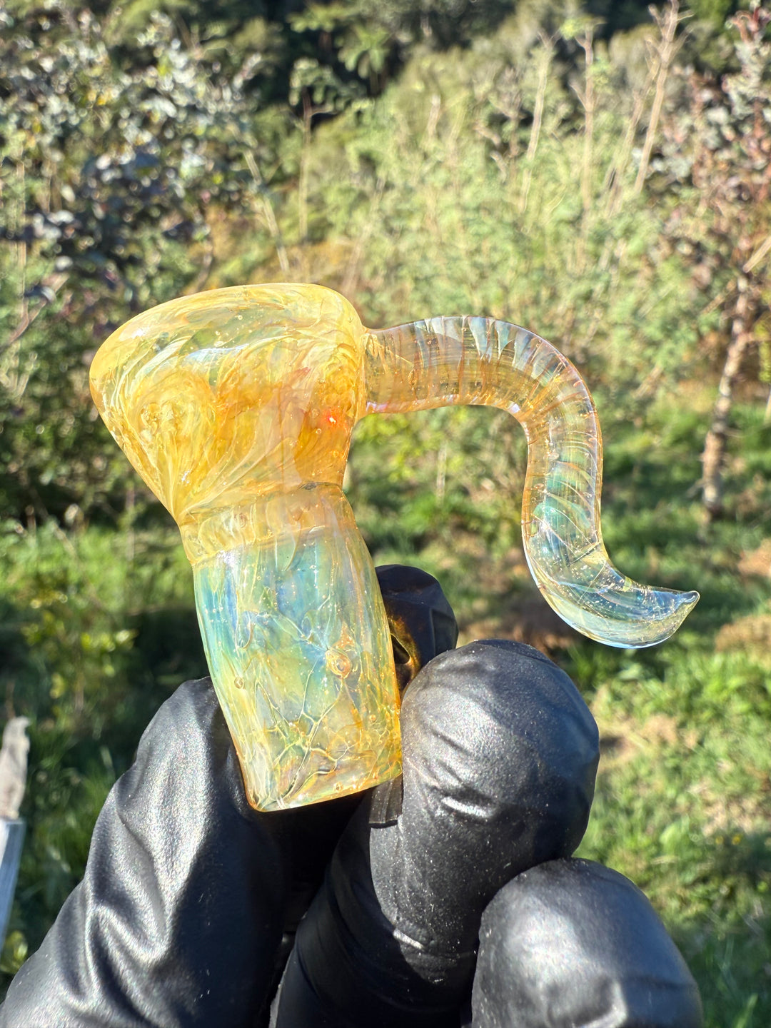 Jims Glass Blowing 18mm Chaos Horned Slide - Silver Fumed