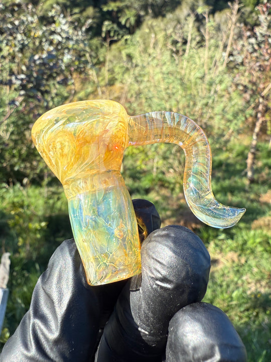 Jims Glass Blowing 18mm Chaos Horned Slide - Silver Fumed