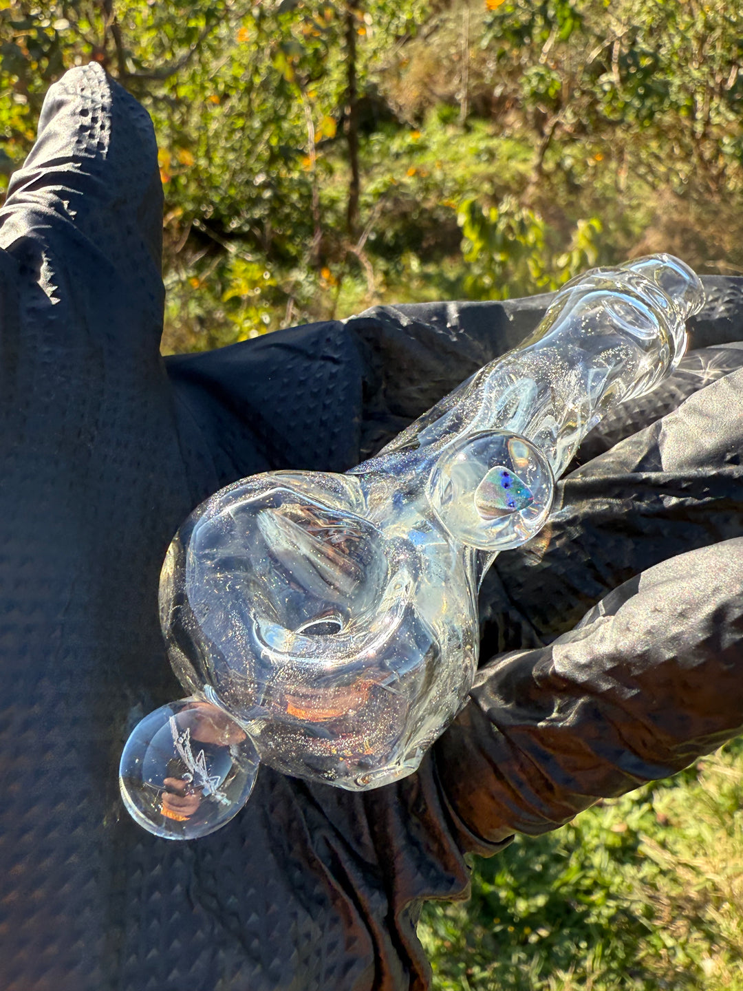 Green Thumb Bob Glass Spoon - Clear/Multicoloured #8