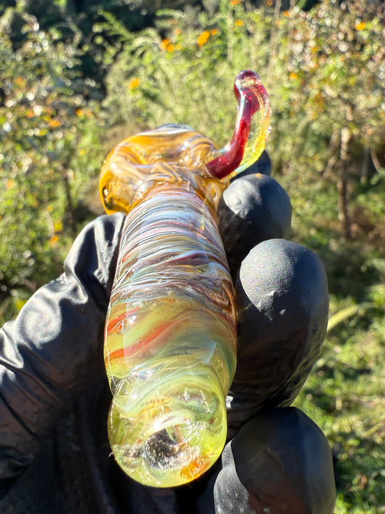 Green Thumb Bob Glass Spoon With Horn - Clear/Multicoloured #2