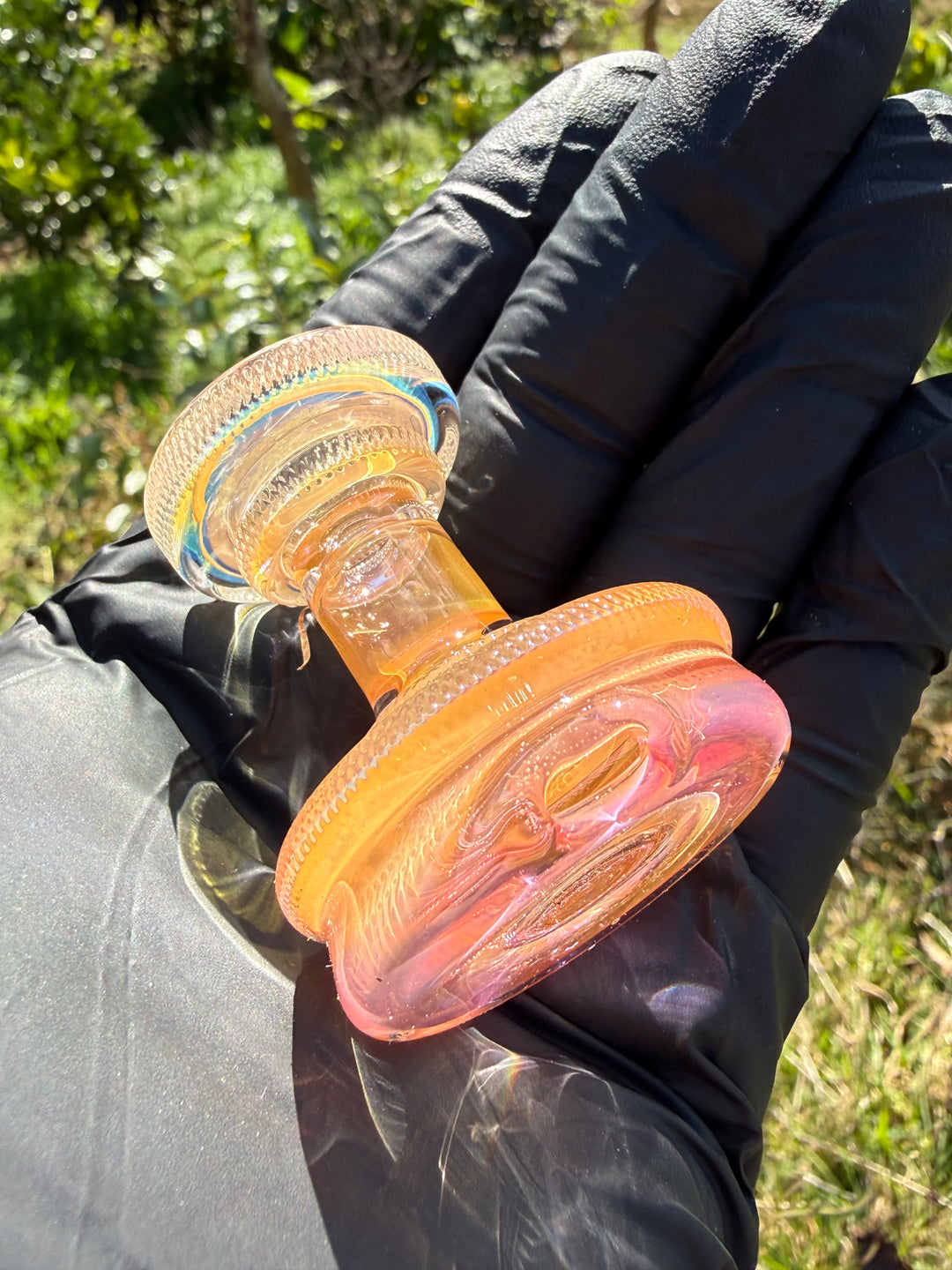 Yeti Glass Puffco Peak Dry Top/Joystick Set - Gold Fumed #1