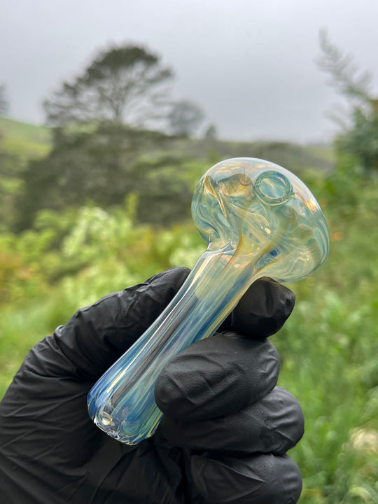 Jargo Glass Shroom Spoon - Fine Silver Fumed/Ghost