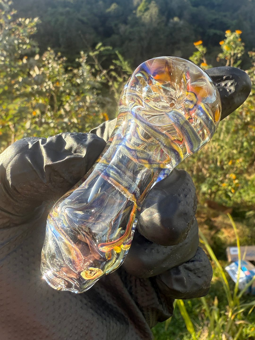 Green Thumb Bob Glass Spoon - Clear/Multicoloured #1