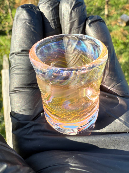 Jims Glass Blowing Spiral Chop Glass - Gold Fumed